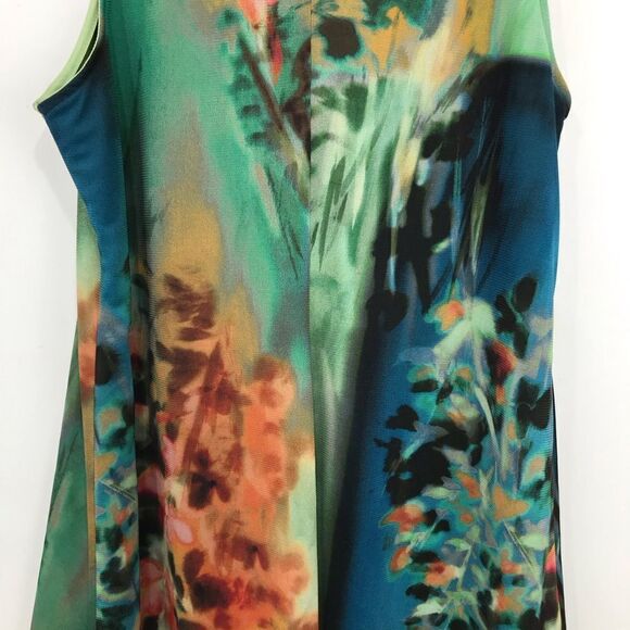 Elana Kattan Colorful Abstract Watercolor Floral Mesh Sleeveless Sheath Dress - Picture 8 of 14